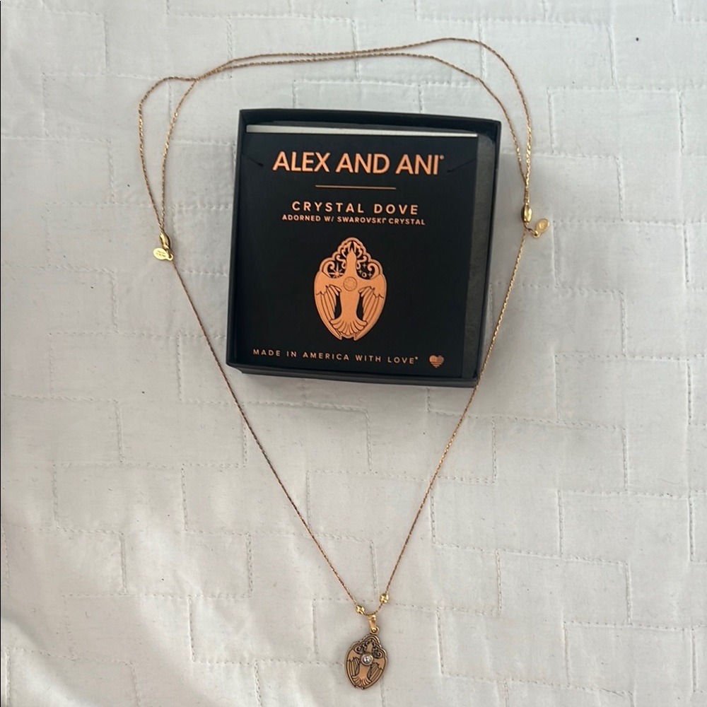 Alex and Ani Crystal Gold Charm Necklace